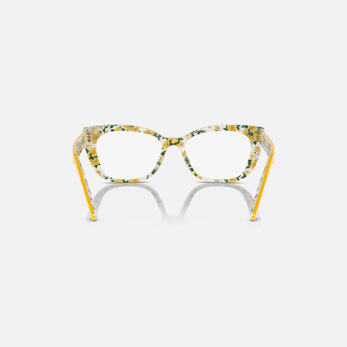 Rame ochelari de vedere Dolce & Gabbana DX3357 3443, cat eye galben, pentru copii, punte simplă integrată, literele brandului pe brațe, vedere din spate