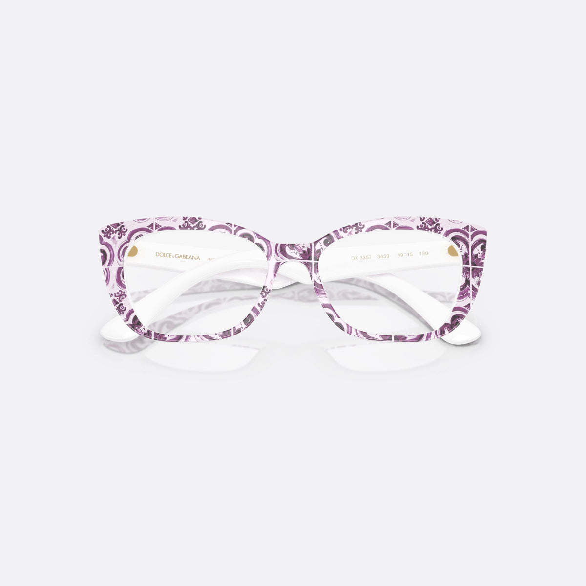 Dolce & Gabbana DX3357 3459 eyeglasses, multicolor cat eye frame for kids, keyhole bridge, brand lettering on the temples, folded
