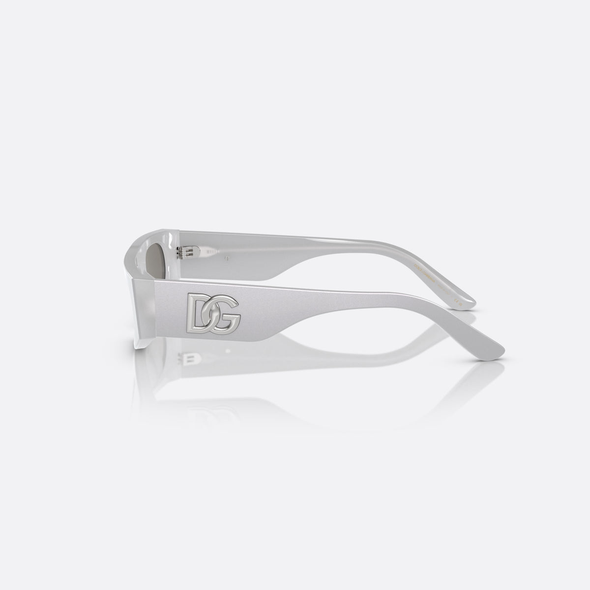 Dolce & Gabbana DX4004 33736G sunglasses, grey rectangle frame for kids, keyhole bridge, brand logo on temple, full rim frame, side view
