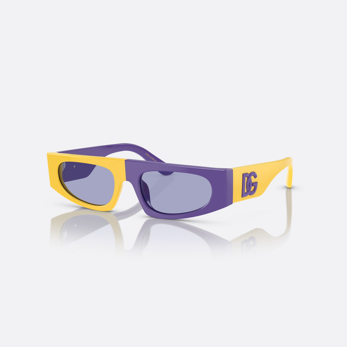 Ochelari de soare Dolce & Gabbana DX4004 34131A, rectangulari galben, pentru copii, punte integrată simplă, logo al brandului în relief pe braț