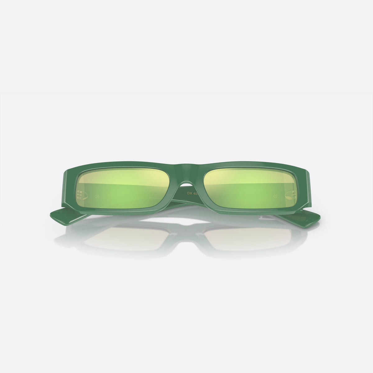 Dolce & Gabbana DX4005 33118N sunglasses, green rectangle frame for kids, plain bridge, brand logo plaque on temple, folded