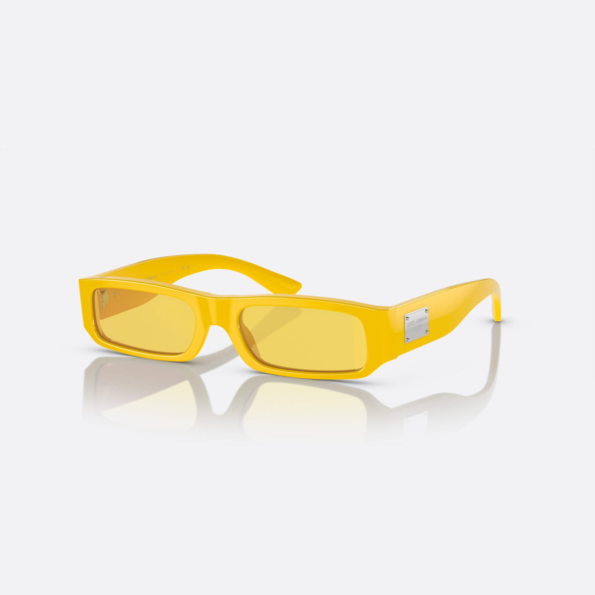 Ochelari de soare Dolce & Gabbana DX4005 3334C9, rectangulari galben, pentru copii, punte simplă, plăcuță cu logoul brandului pe braț