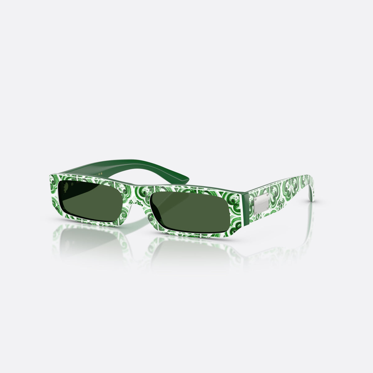 Ochelari de soare Dolce & Gabbana DX4005 343671, rectangulari verde, pentru copii, punte simplă, placă pe braț, brațe subțiri, conice