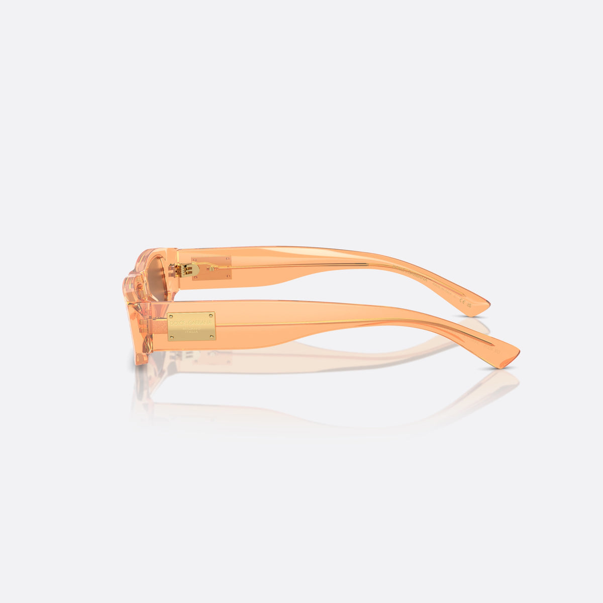 Dolce & Gabbana DX4005 344273 sunglasses, orange rectangle frame for kids, plain bridge, brand logo on plaque, full-rim frame, side view