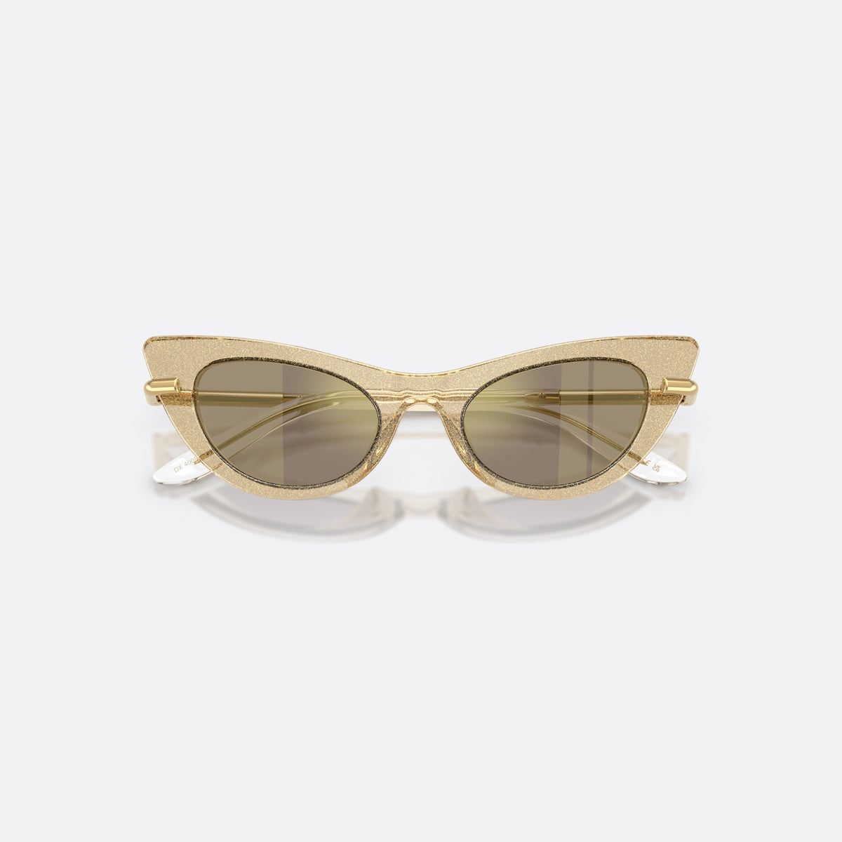 Dolce & Gabbana DX4008 31035A sunglasses, gold cat eye frame for kids, plain bridge, brand lettering on temples, full-rim frame, folded