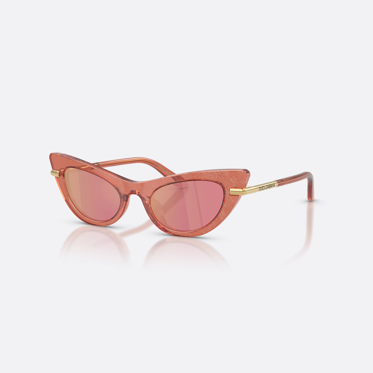 Ochelari de soare Dolce & Gabbana DX4008 3104/Z, cat eye roz, pentru copii, punte simplă, literele brandului pe brațe, ramă completă