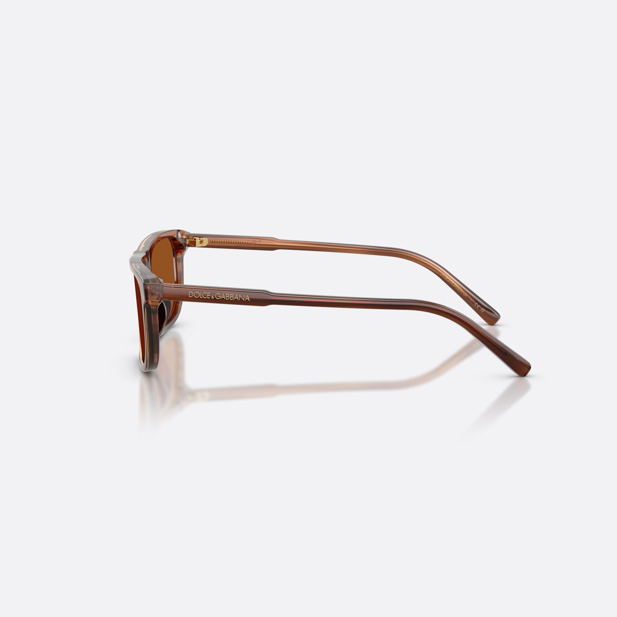 Dolce & Gabbana DX4009 348173 sunglasses, brown rectangle frame for kids, plain bridge, brand logo on temple, full-rim frame, side view