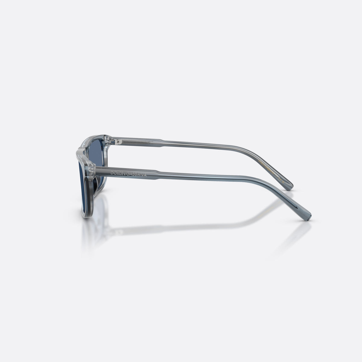 Dolce & Gabbana DX4009 348280 sunglasses, blue rectangle frame for kids, plain bridge, brand lettering on temples, full-rim frame, side view