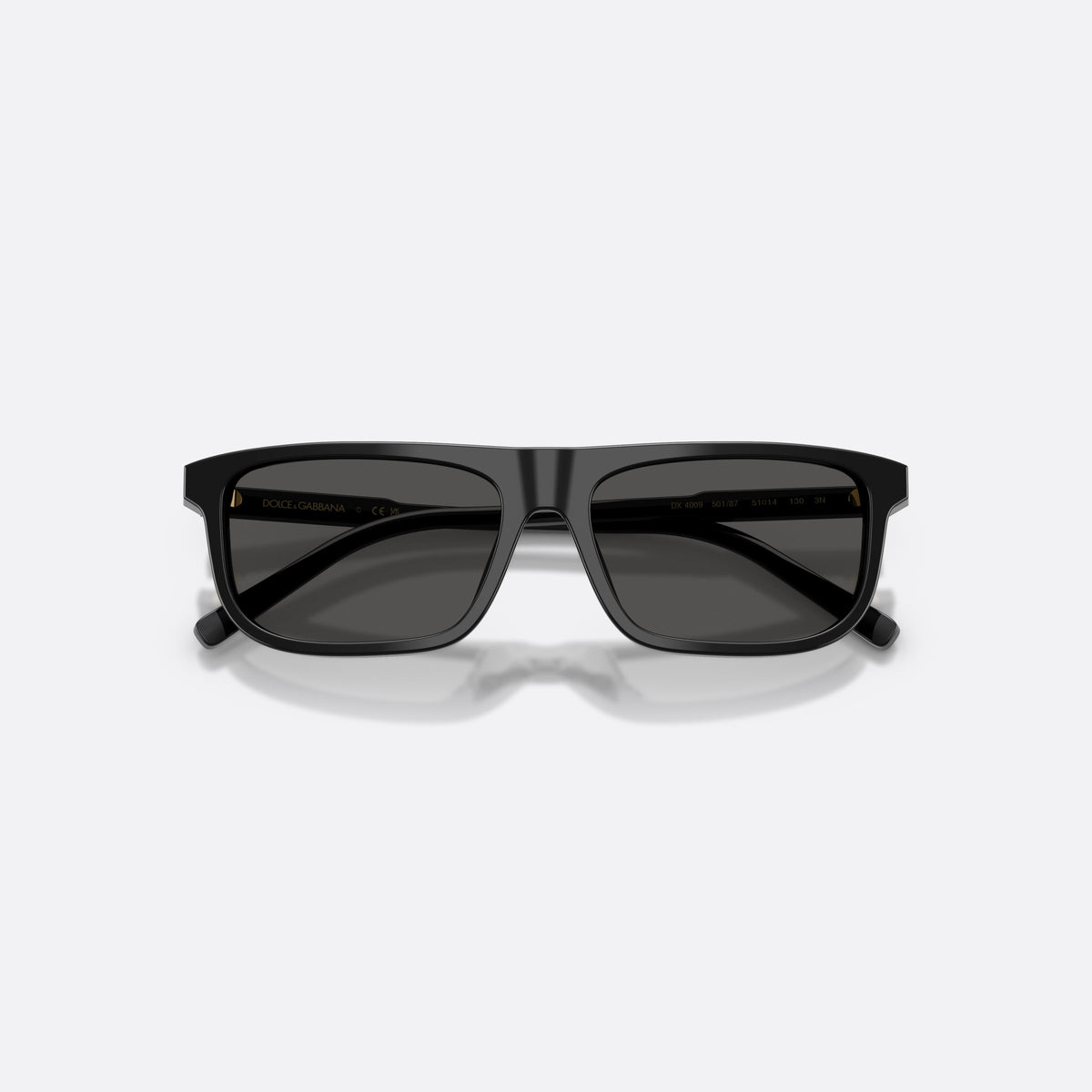 Ochelari de soare Dolce & Gabbana DX4009 501/87, rectangulari negru, pentru copii, punte simplă integrată, literele brandului pe brațe, cu brațele pliate
