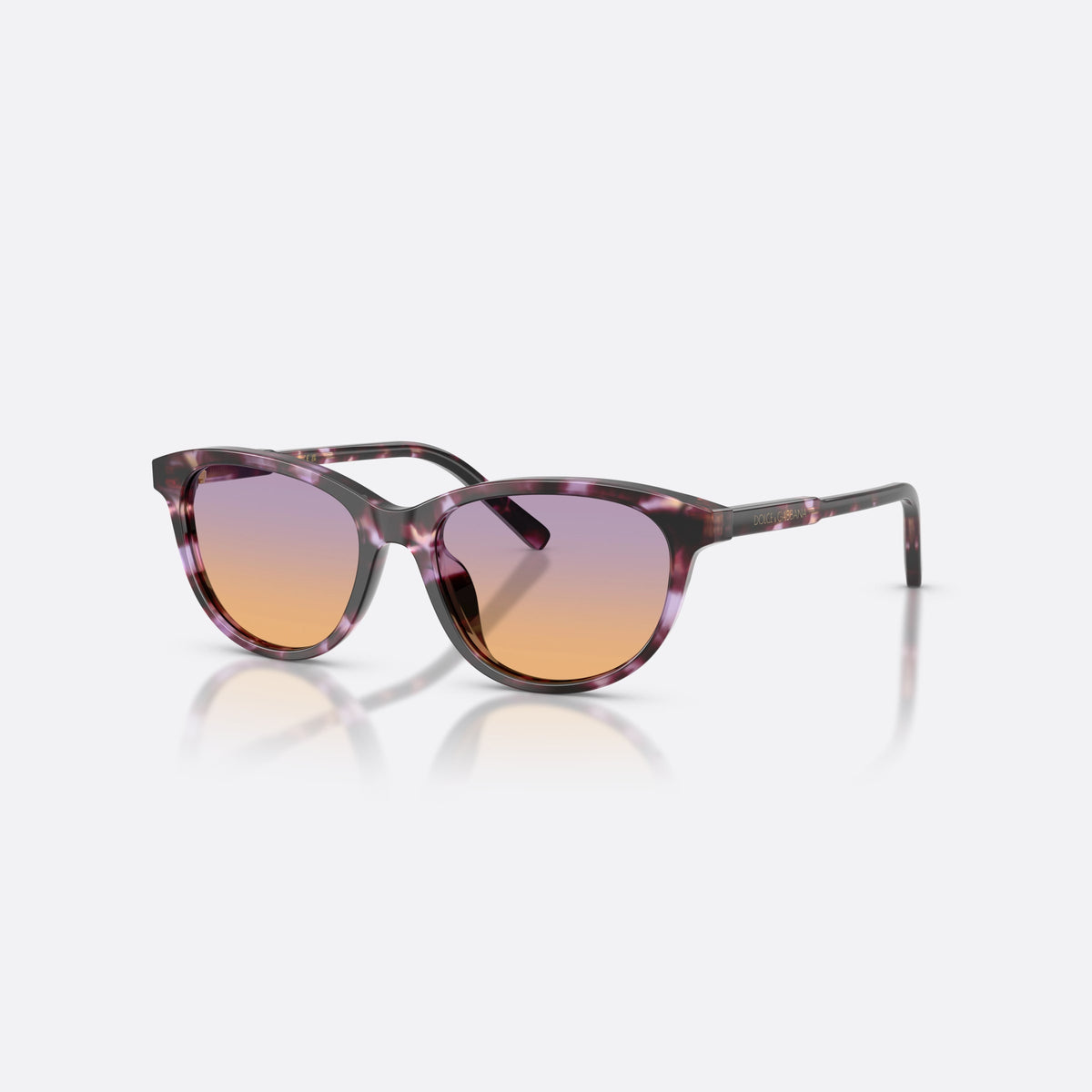 Dolce & Gabbana DX4010 3477EL sunglasses, violet cat eye frame for kids, plain bridge, brand lettering on temples