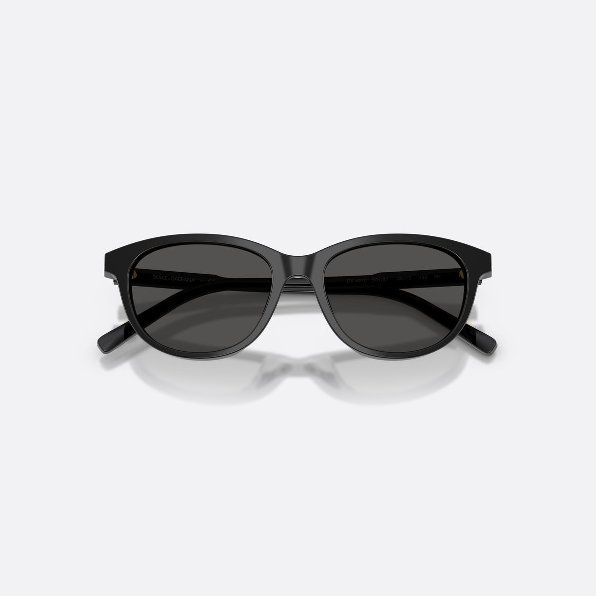 Ochelari de soare Dolce & Gabbana DX4010 501/87, cat eye negru, pentru copii, punte simplă, literele brandului pe brațe, ramă completă, cu brațele pliate