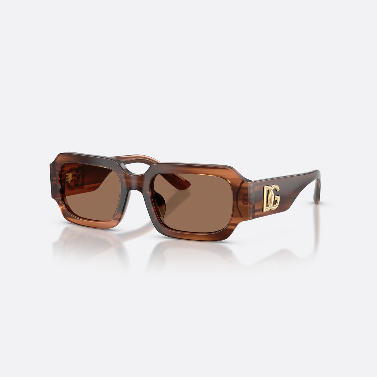 Ochelari de soare Dolce & Gabbana DX4011 348173, patrati maro, pentru copii, punte simplă, literele brandului pe braț