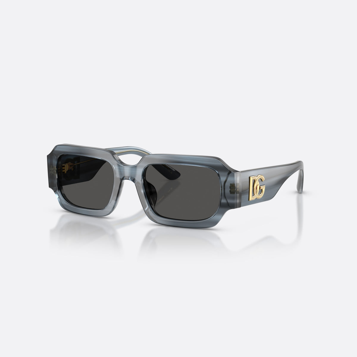 Dolce & Gabbana DX4011 348287 sunglasses, blue square frame for kids, plain bridge, brand logo on temple, wide tapered temples
