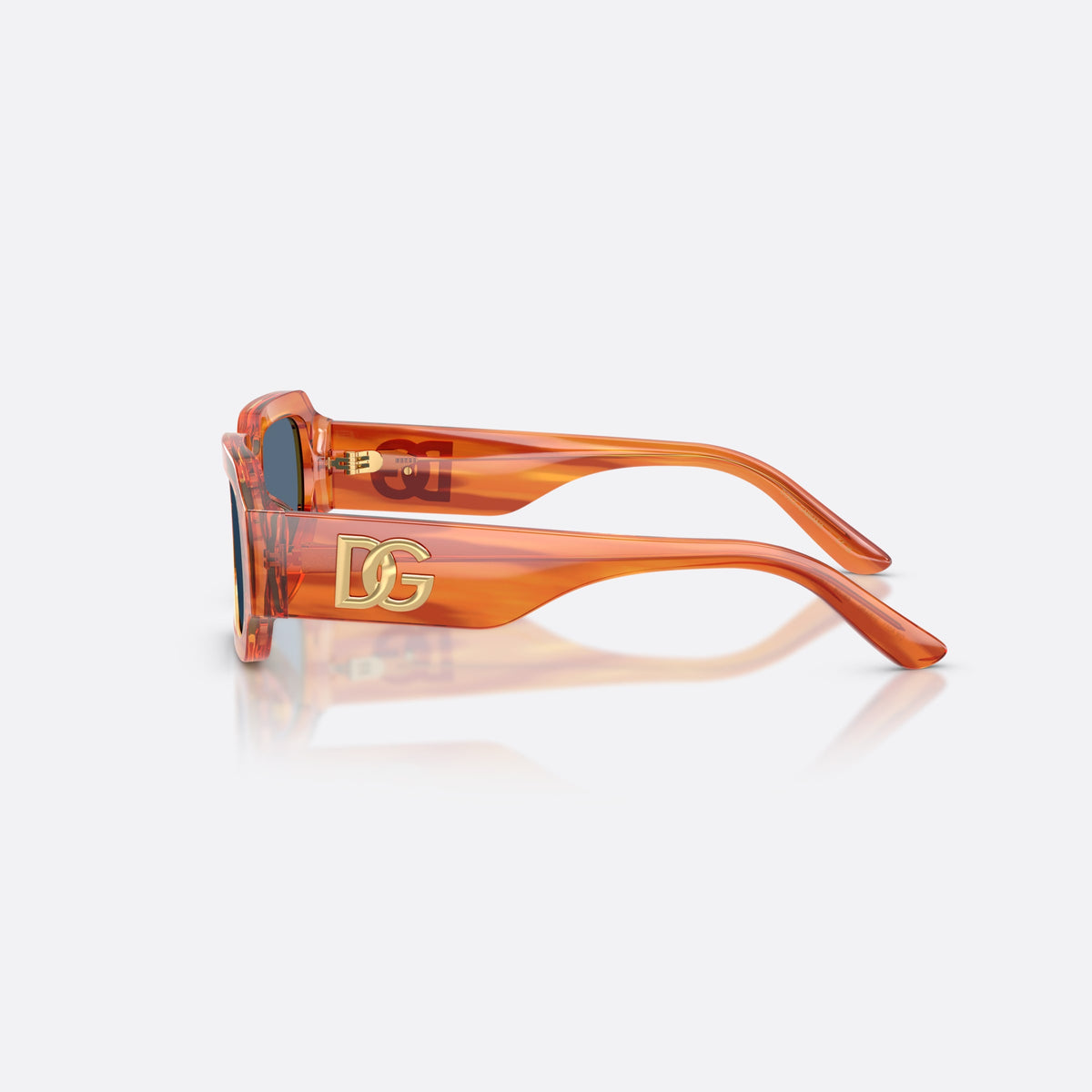 Ochelari de soare Dolce & Gabbana DX4011 348380, patrati maro, pentru copii, punte simplă, logo al brandului pe braț, brațe conice, vedere laterală