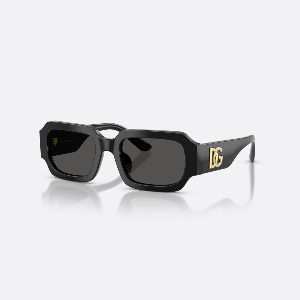 Dolce & Gabbana DX4011 501/87 sunglasses, black square frame for kids, plain bridge, brand logo on temple, wide tapered temples