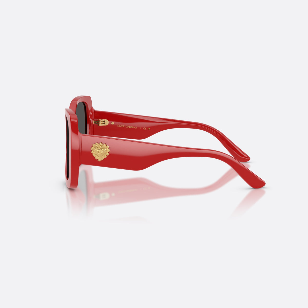 Ochelari de soare Dolce & Gabbana DX4012 308887, fluture roșu, pentru copii, punte simplă, literele brandului pe braț, ramă completă, vedere laterală