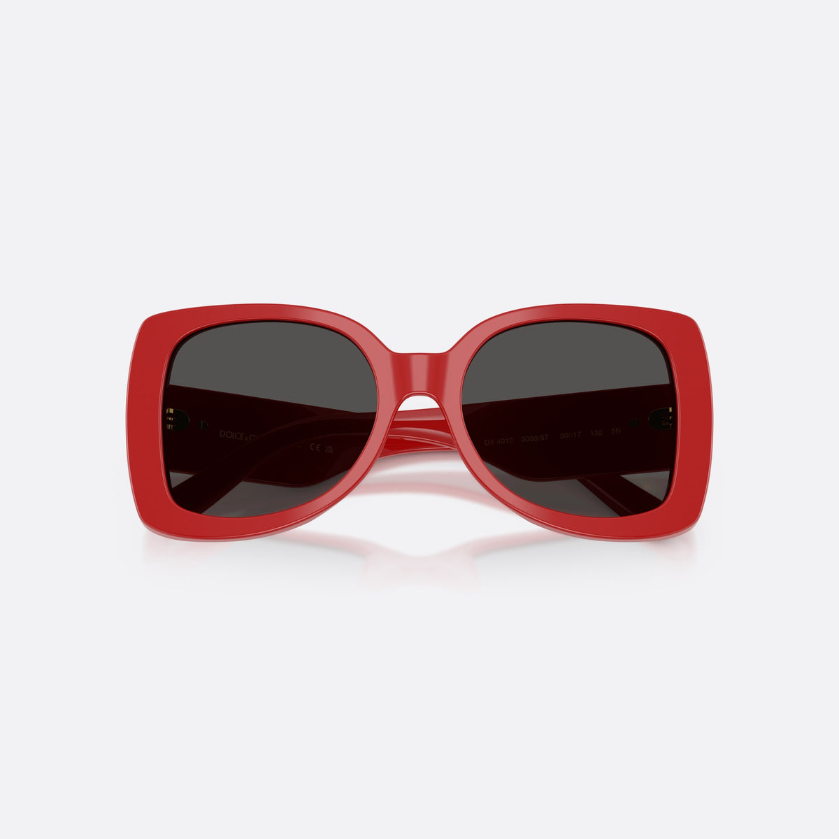 Ochelari de soare Dolce & Gabbana DX4012 308887, fluture roșu, pentru copii, punte simplă, literele brandului pe braț, ramă completă, cu brațele pliate