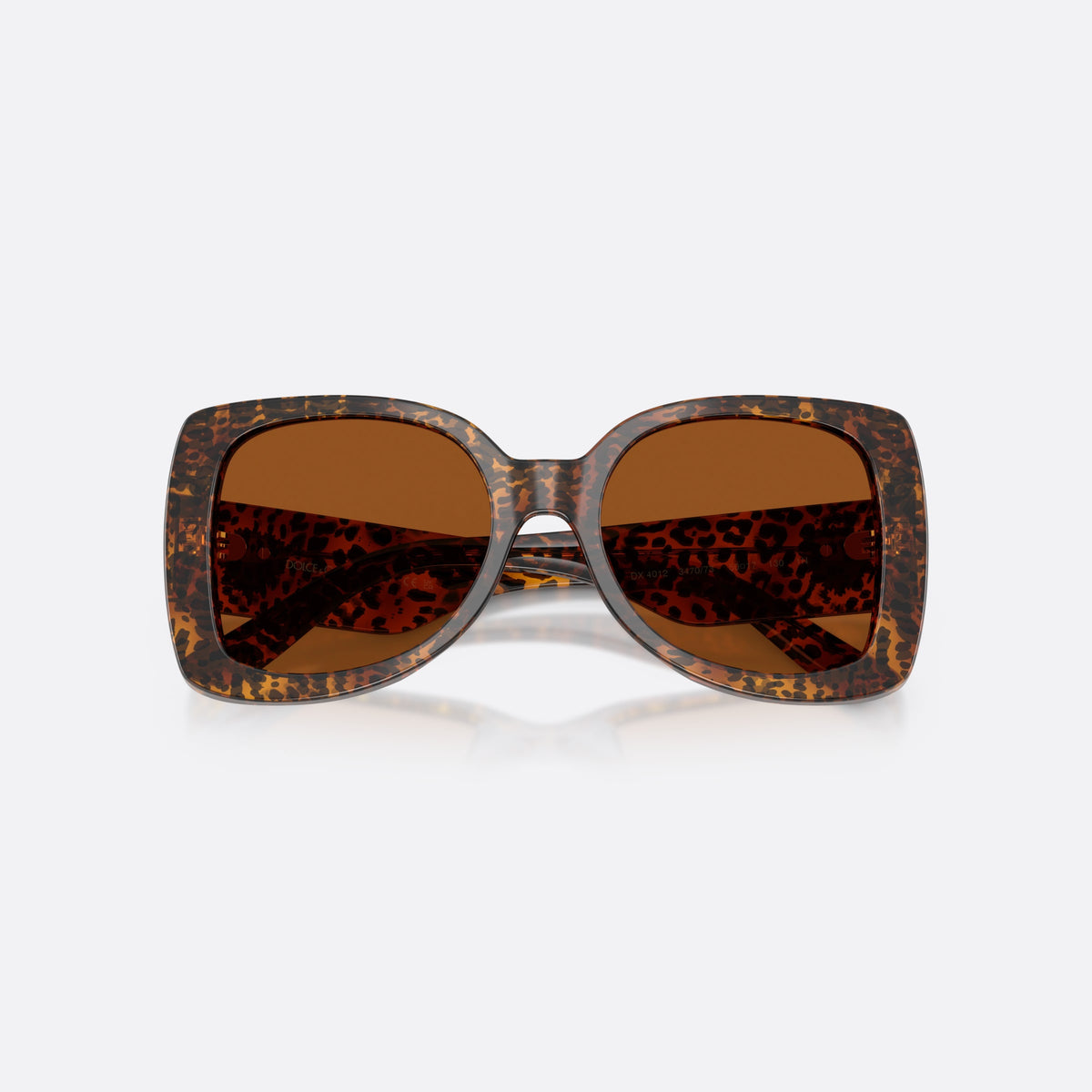 Dolce & Gabbana DX4012 347073 sunglasses, brown butterfly frame for kids, plain bridge, gold-tone plaque on temple, full-rim frame, folded
