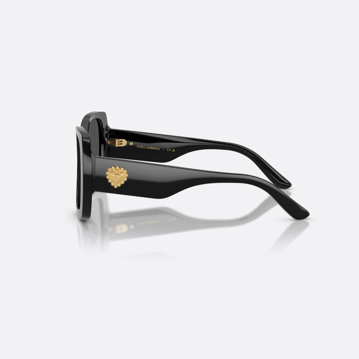 Dolce & Gabbana DX4012 501/87 sunglasses, black butterfly frame for kids, plain bridge, brand lettering on temples, side view