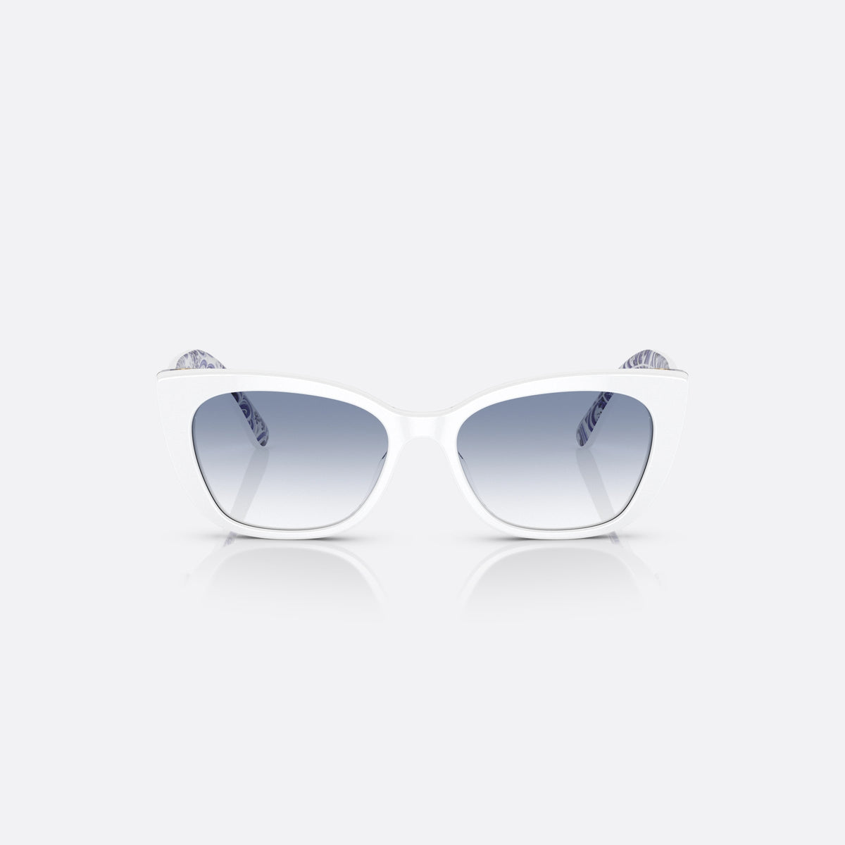 Dolce & Gabbana DX4427 337119 sunglasses, white cat eye frame for kids, plain bridge, brand lettering on temple, full-rim frame, front view