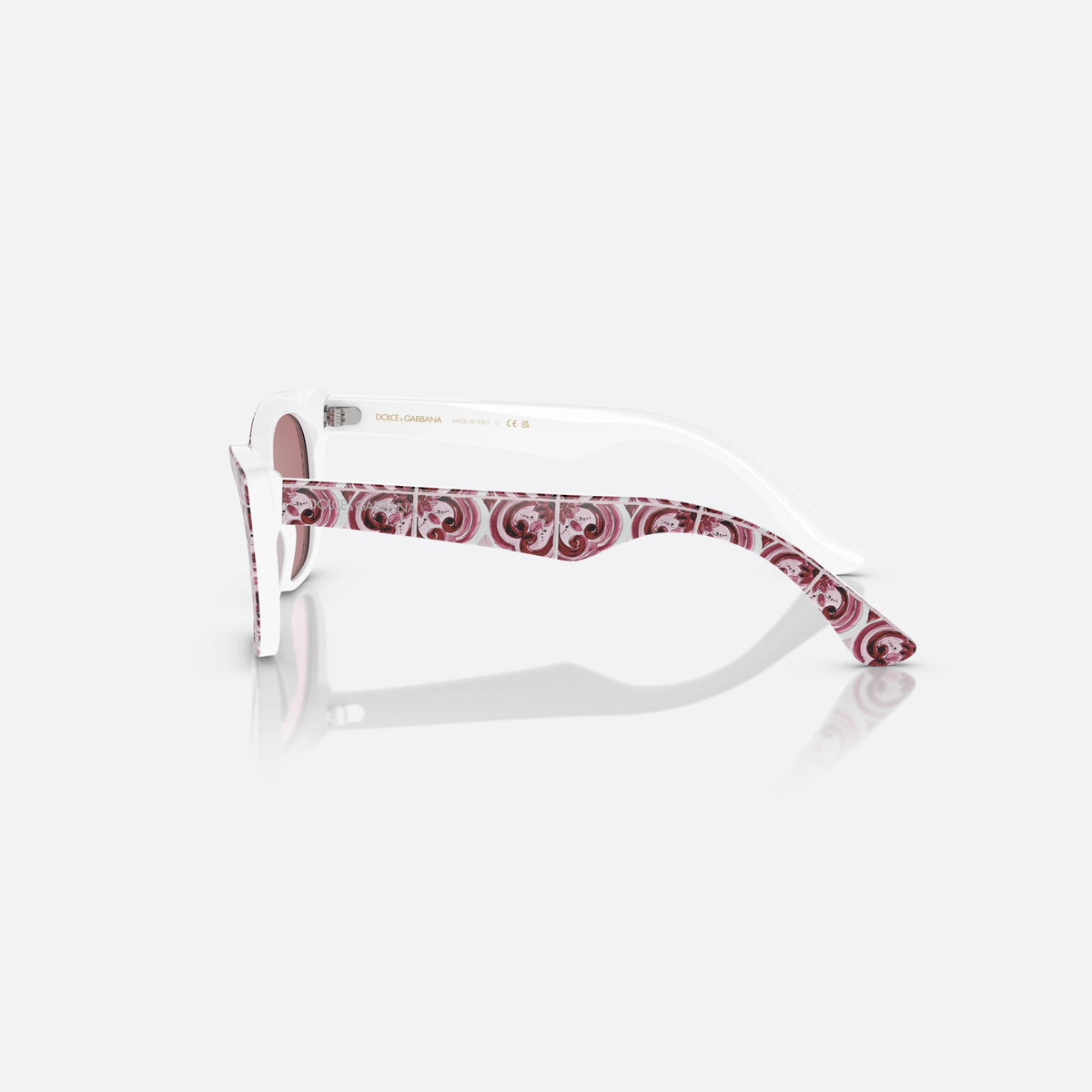 Dolce & Gabbana DX4427 3425E4 sunglasses, multicolor cat eye frame for kids, plain bridge, flat temples, full-rim frame, side view