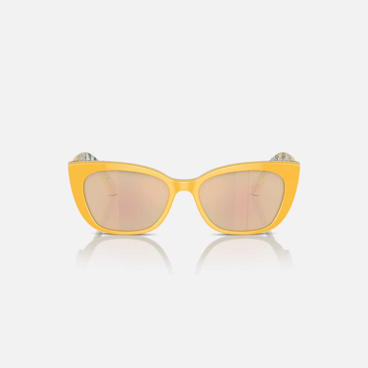 Dolce & Gabbana DX4427 34437J sunglasses, yellow cat eye frame for kids, plain bridge, slim tapered temples, full-rim frame, front view