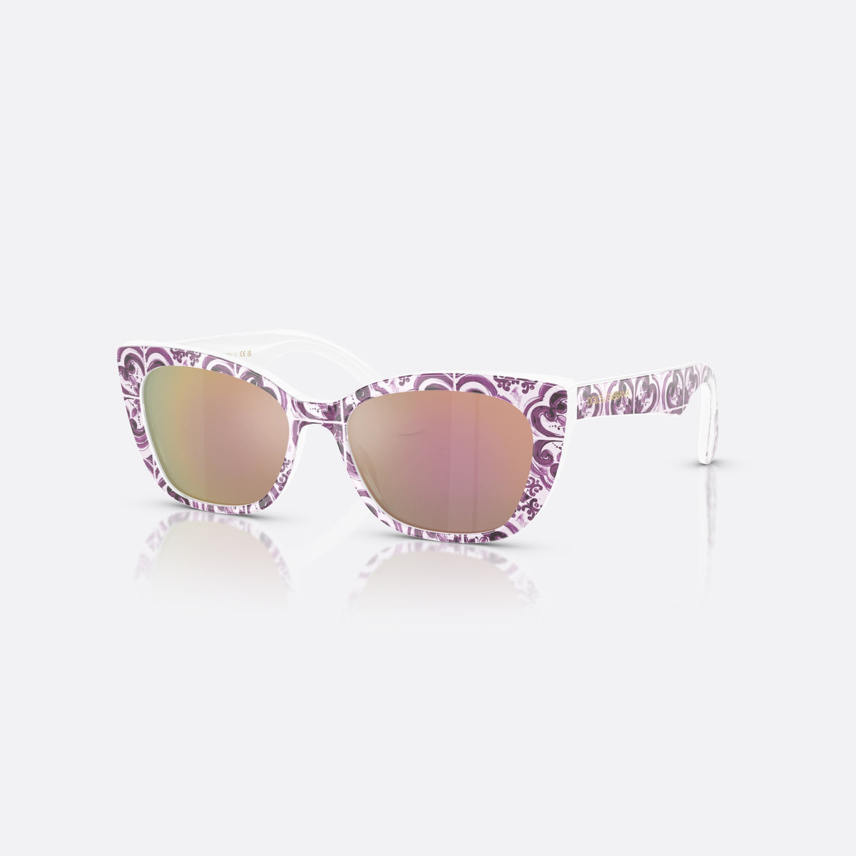 Dolce & Gabbana DX4427 34595R sunglasses, multicolor cat eye frame for kids, plain bridge with frame, brand lettering on temples