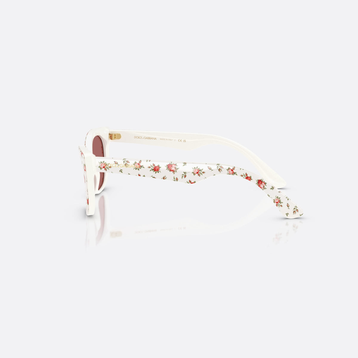 Dolce & Gabbana DX4427 348769 sunglasses, multicolor cat eye frame for kids, plain bridge, brand lettering on temples, full-rim frame, side view