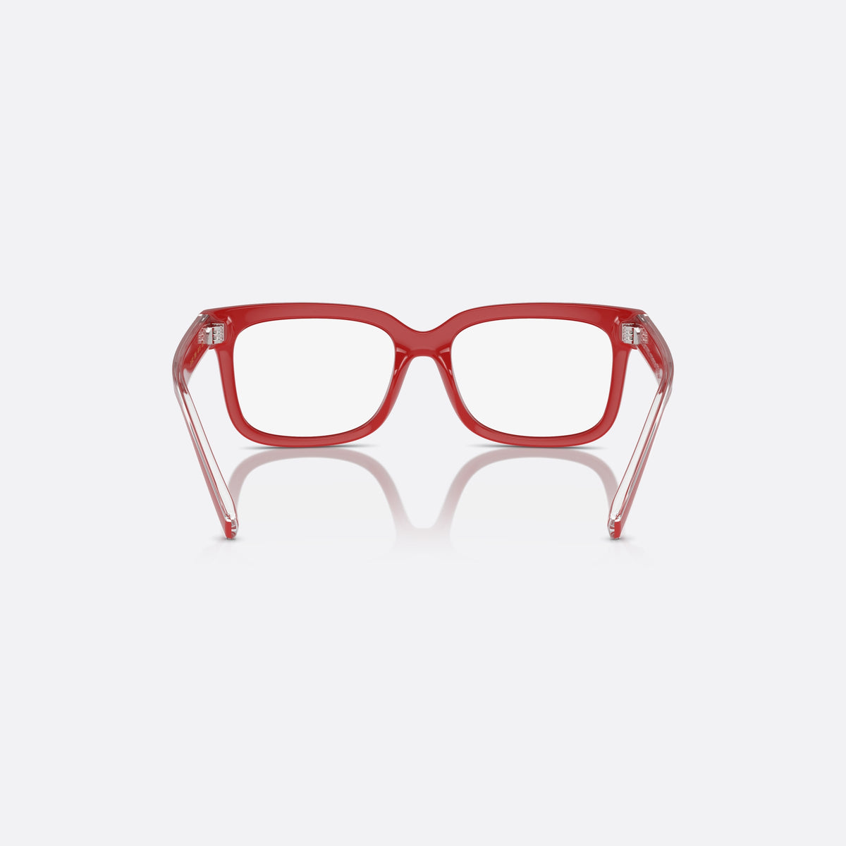 Dolce & Gabbana DX5002 3088 eyeglasses, red rectangle frame for kids, plain integrated bridge, brand lettering on temples, back view