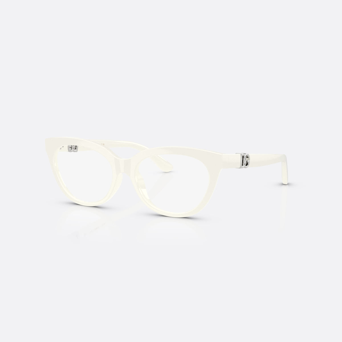 Dolce & Gabbana DX5005U 3312 eyeglasses, white butterfly frame for kids, plain integrated bridge, brand logo on temples