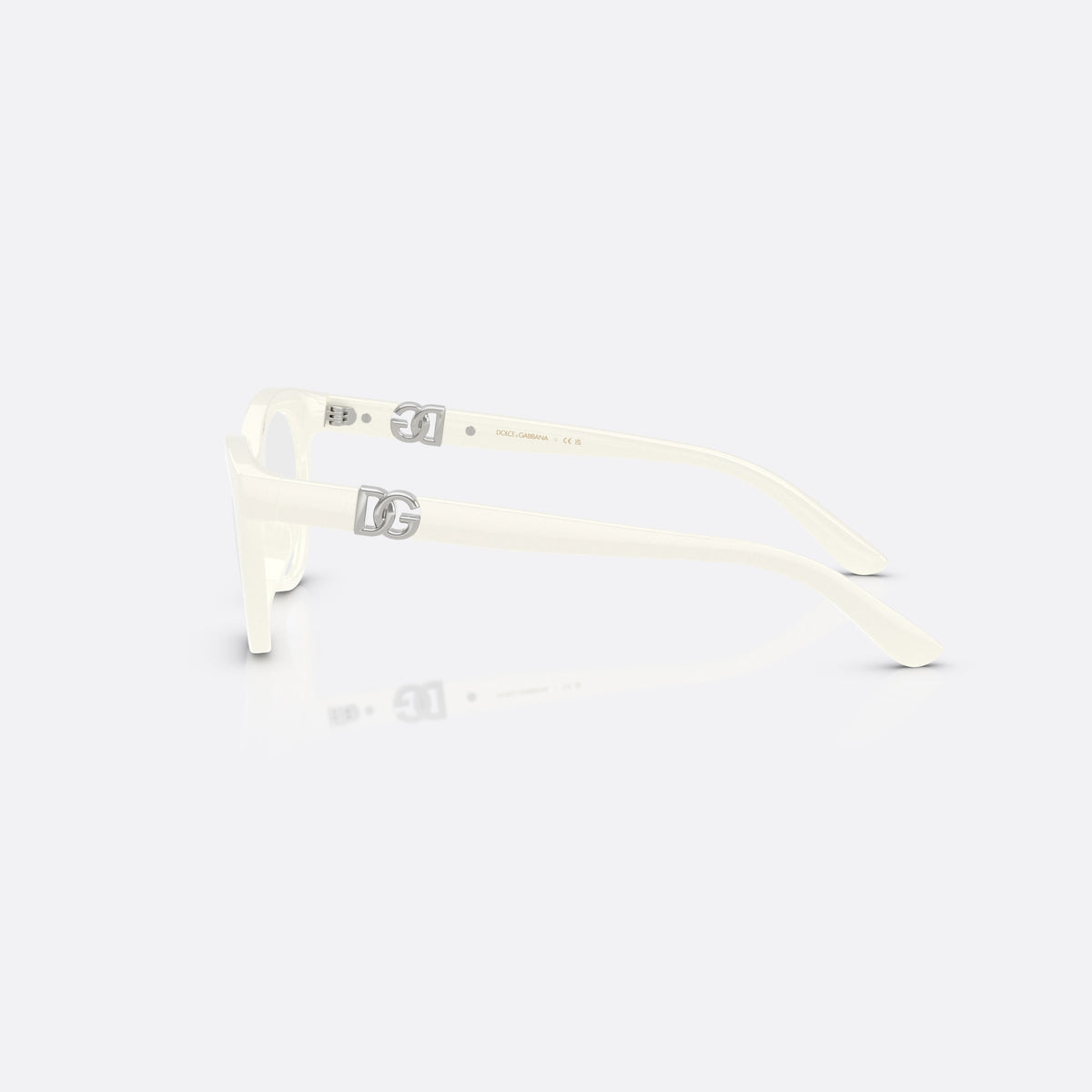 Dolce & Gabbana DX5005U 3312 eyeglasses, white butterfly frame for kids, plain integrated bridge, brand logo on temples, side view