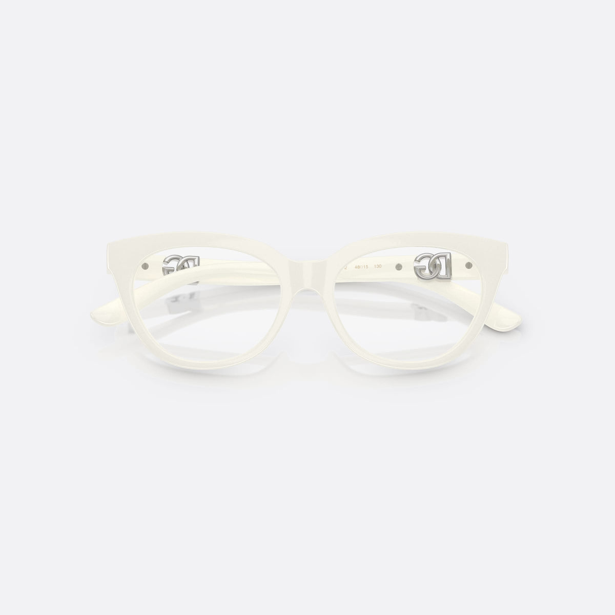 Dolce & Gabbana DX5005U 3312 eyeglasses, white butterfly frame for kids, plain integrated bridge, brand logo on temples, folded