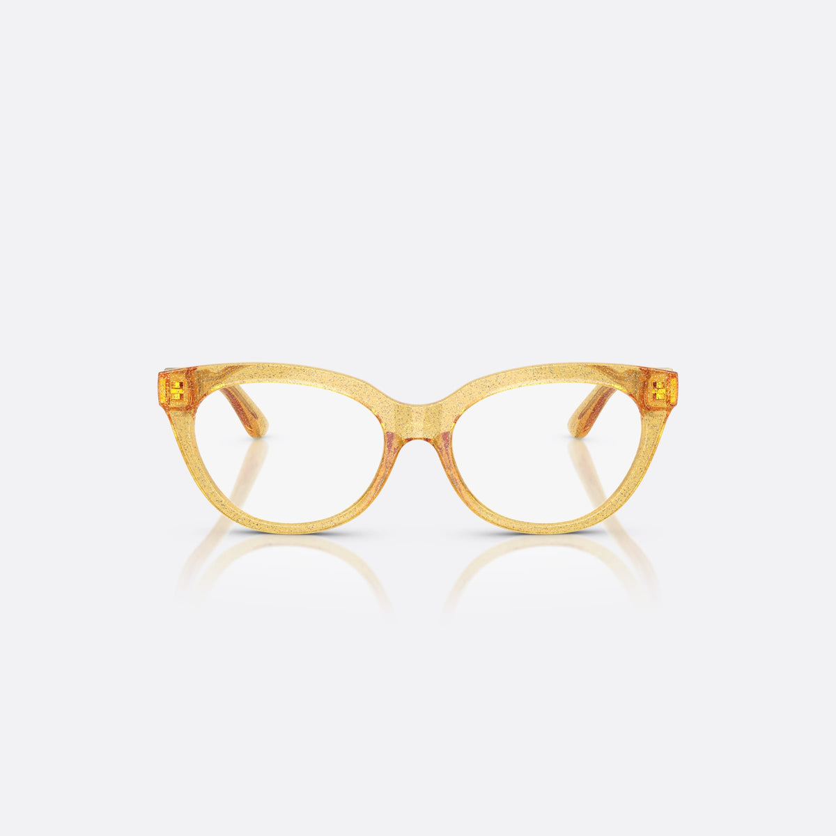 Dolce & Gabbana DX5005U 3455 eyeglasses, yellow butterfly frame for kids, plain bridge, brand logo on temples, front view