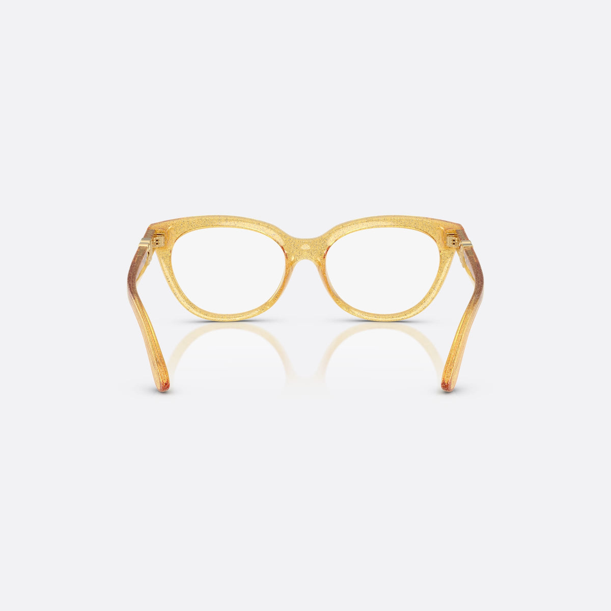 Dolce & Gabbana DX5005U 3455 eyeglasses, yellow butterfly frame for kids, plain bridge, brand logo on temples, back view