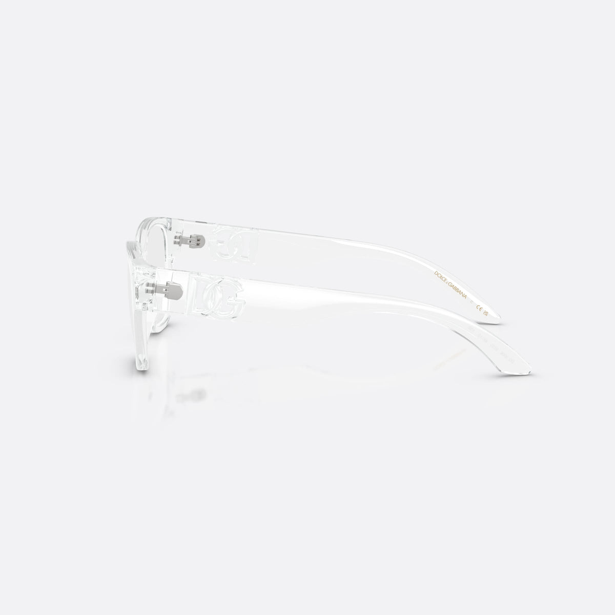 Dolce & Gabbana DX5006 3133 eyeglasses, clear square frame for kids, plain bridge, brand logo on temples, full-rim front, side view