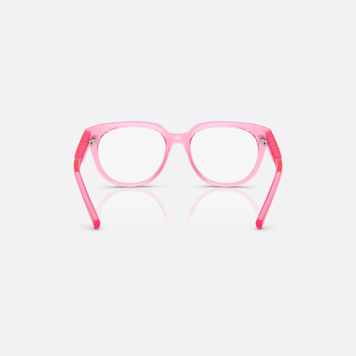 Dolce & Gabbana DX5007 3148 eyeglasses, pink phantos frame for kids, integrated plain bridge, brand lettering on temples, back view
