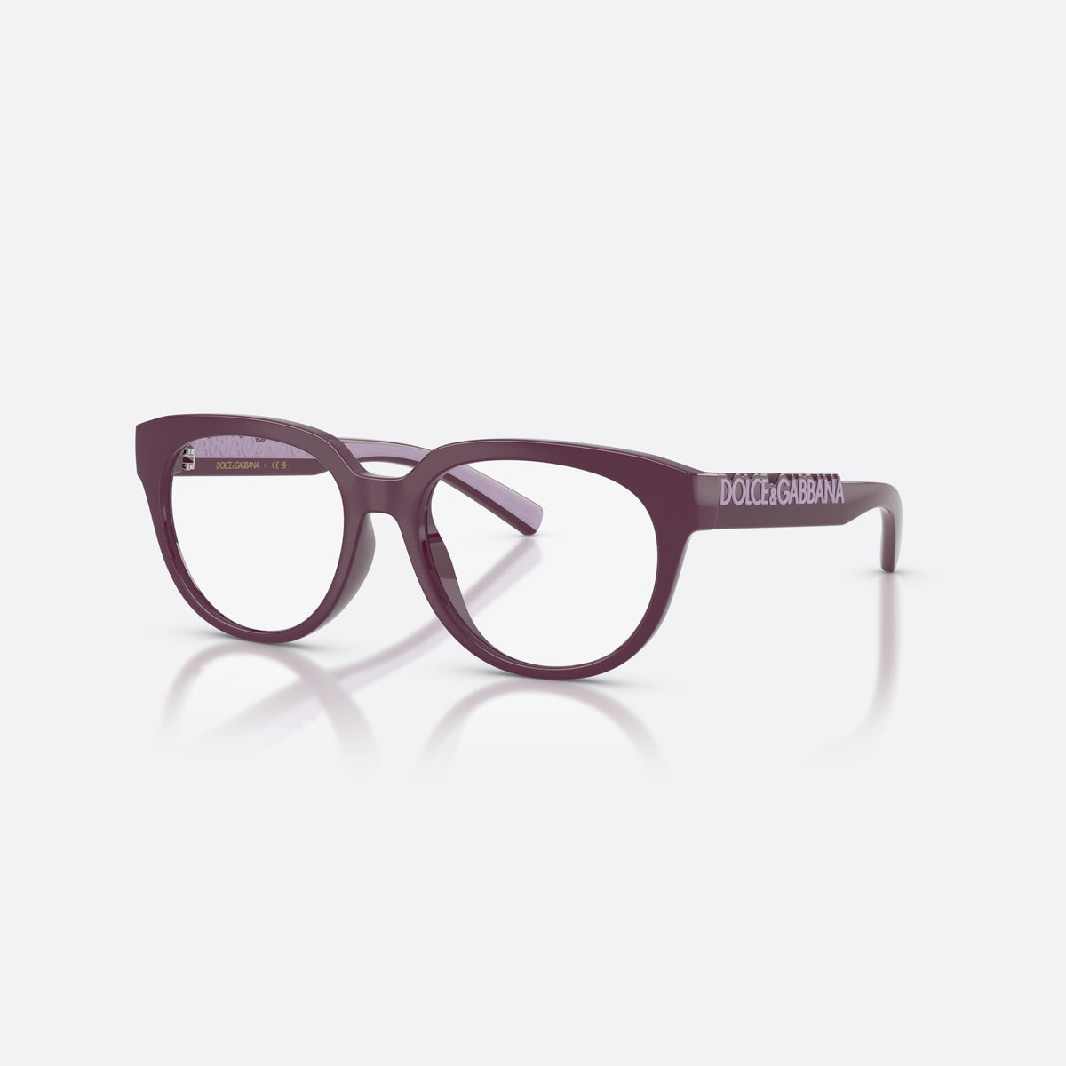 Dolce & Gabbana DX5007 3360 eyeglasses, violet phantos frame for kids, plain bridge, brand lettering on temples