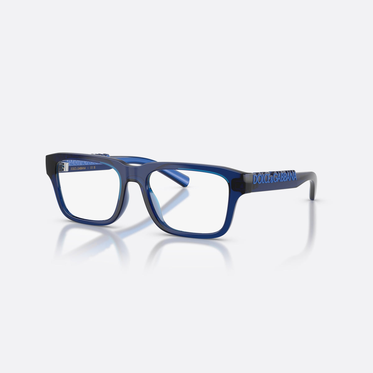 Dolce & Gabbana DX5008 3009 eyeglasses, blue rectangle frame for kids, plain bridge, brand lettering on temples, full-rim frame