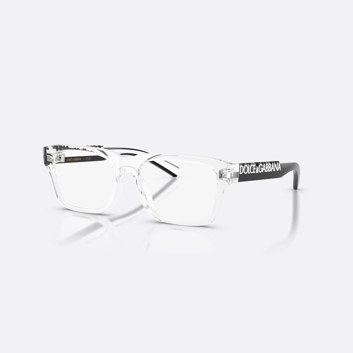 Dolce & Gabbana DX5008 3133 eyeglasses, clear rectangle frame for kids, plain bridge, brand lettering on temples, flat temples