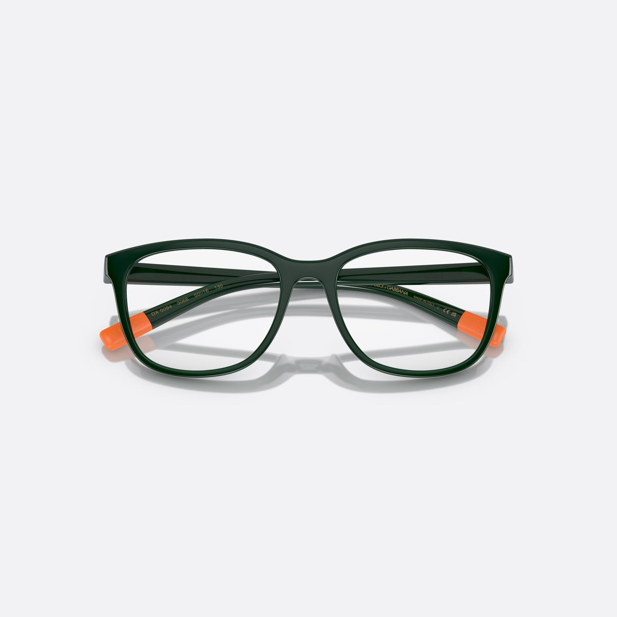 Rame ochelari de vedere Dolce & Gabbana DX5094 3068, rectangulari verde, pentru copii, punte simplă, logo al brandului pe braț, ramă completă, cu brațele pliate