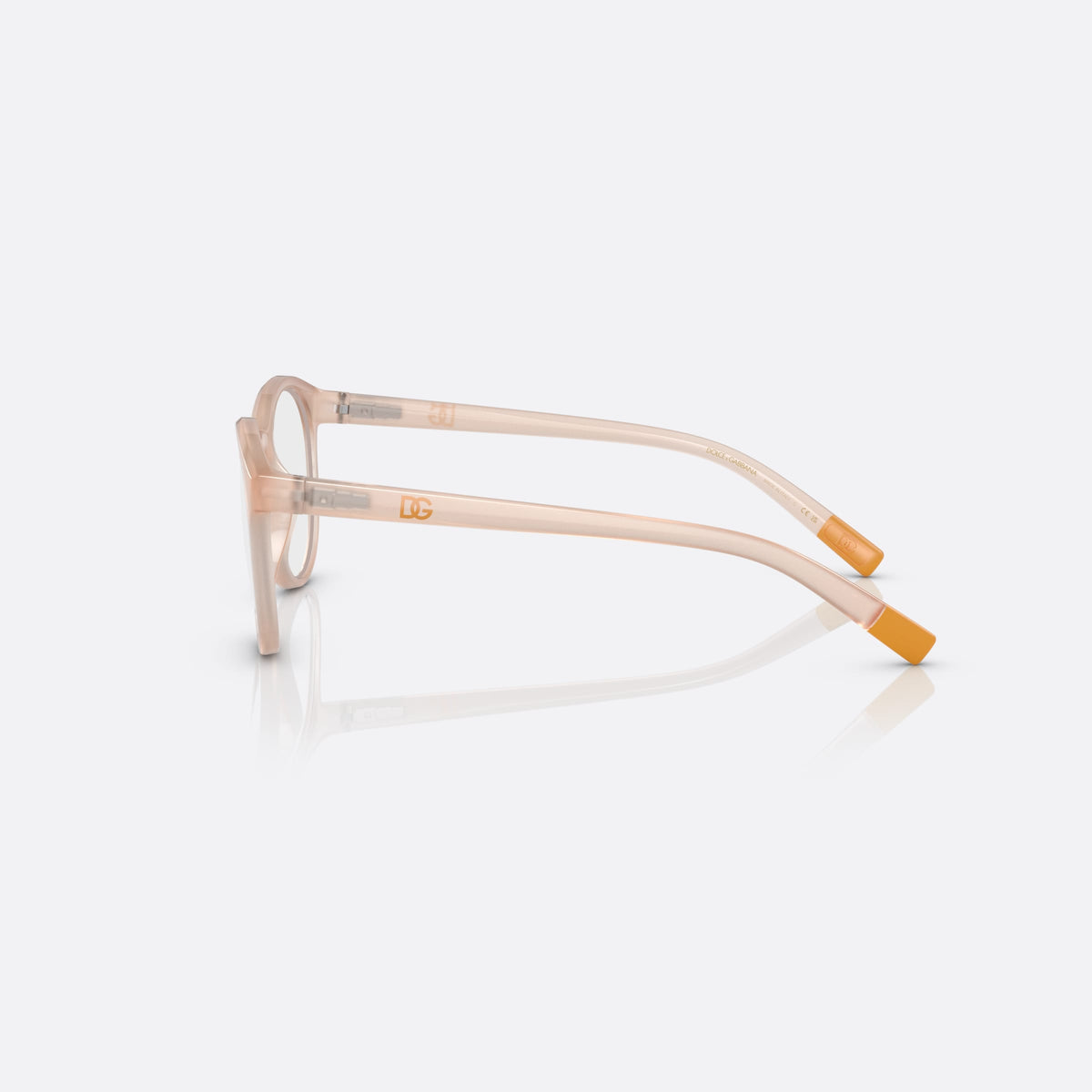 Dolce & Gabbana DX5095 3041 eyeglasses, pink phantos frame for kids, plain bridge, brand lettering on temples, full-rim frame, side view