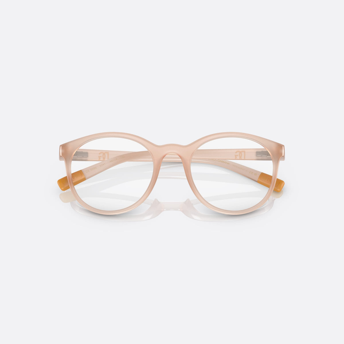 Dolce & Gabbana DX5095 3041 eyeglasses, pink phantos frame for kids, plain bridge, brand lettering on temples, full-rim frame, folded