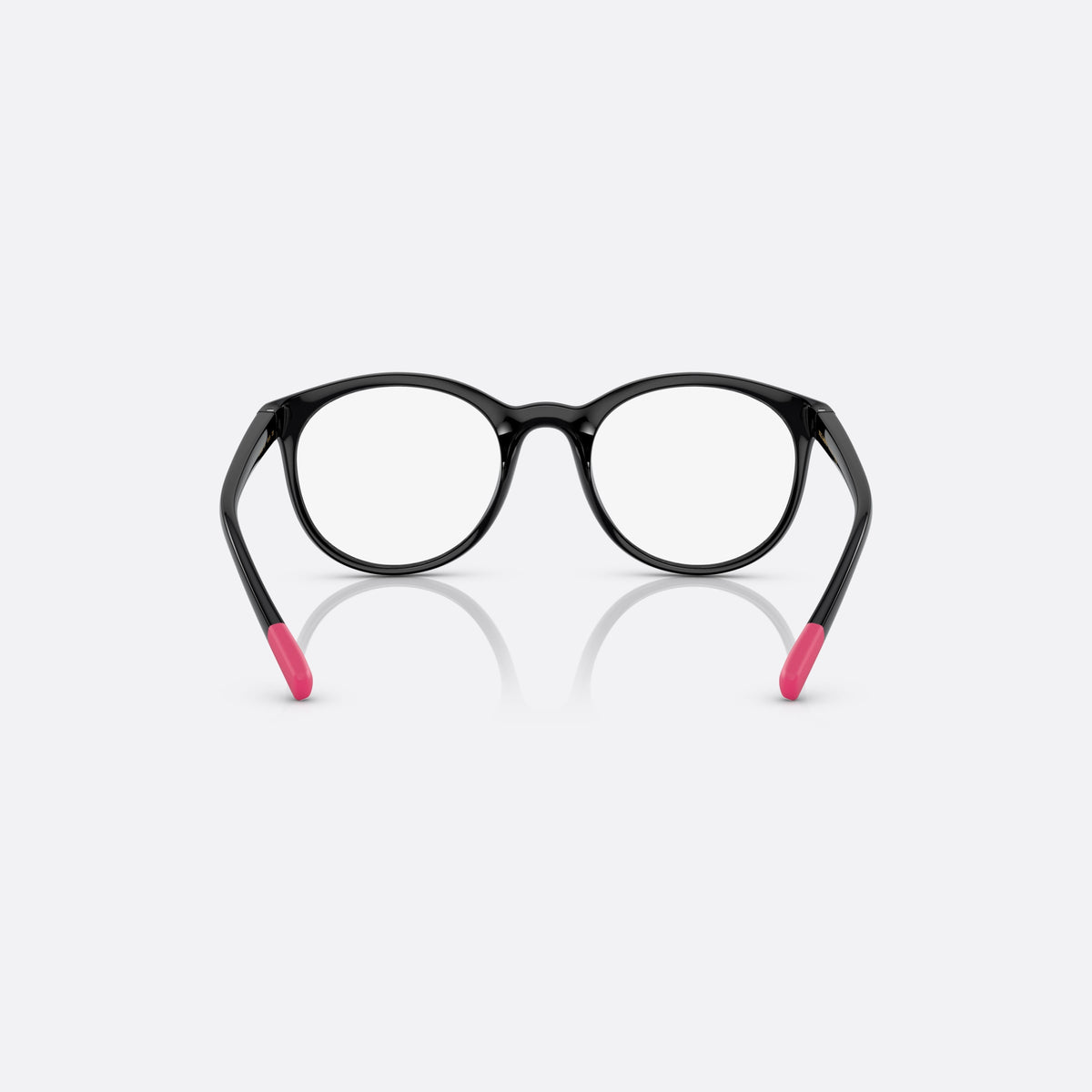 Dolce & Gabbana DX5095 501 eyeglasses, black phantos frame for kids, plain bridge, brand logo on temple, black hinges, back view
