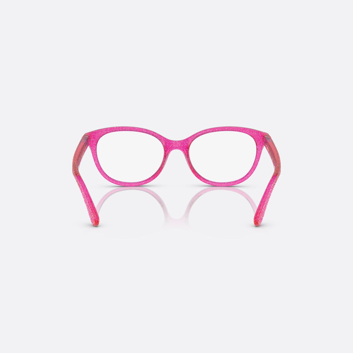 Dolce & Gabbana DX5096 3351 eyeglasses, pink butterfly frame for kids, plain integrated bridge, brand logo on temple, back view
