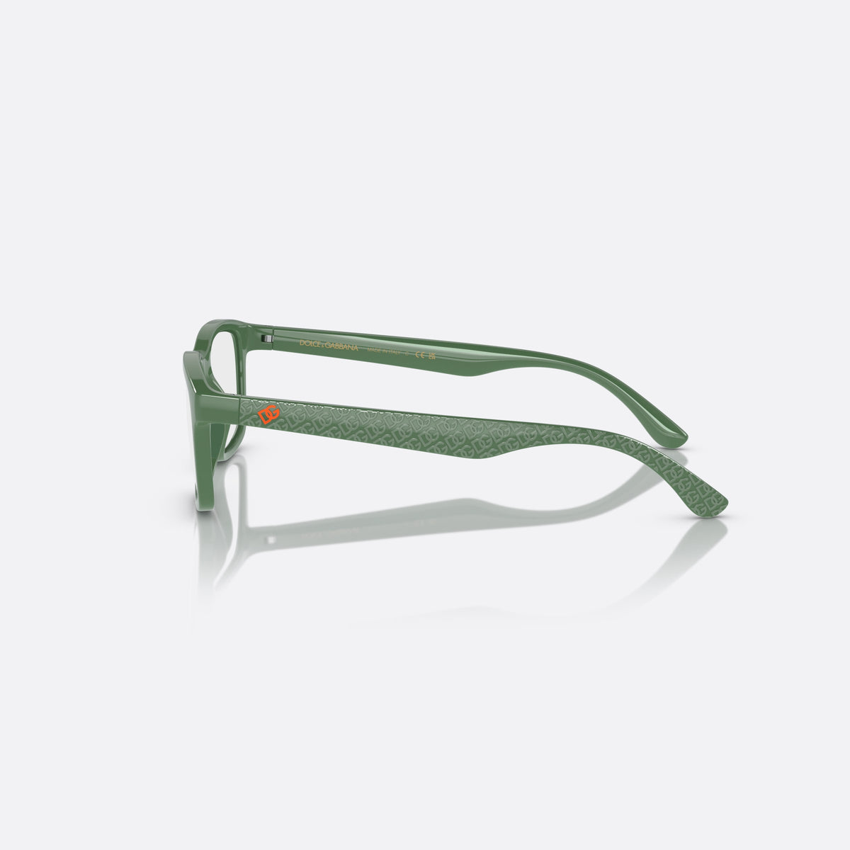 Rame ochelari de vedere Dolce & Gabbana DX5097 3329, rectangulari verde, pentru copii, punte simplă integrată, logo al brandului pe braț, vedere laterală