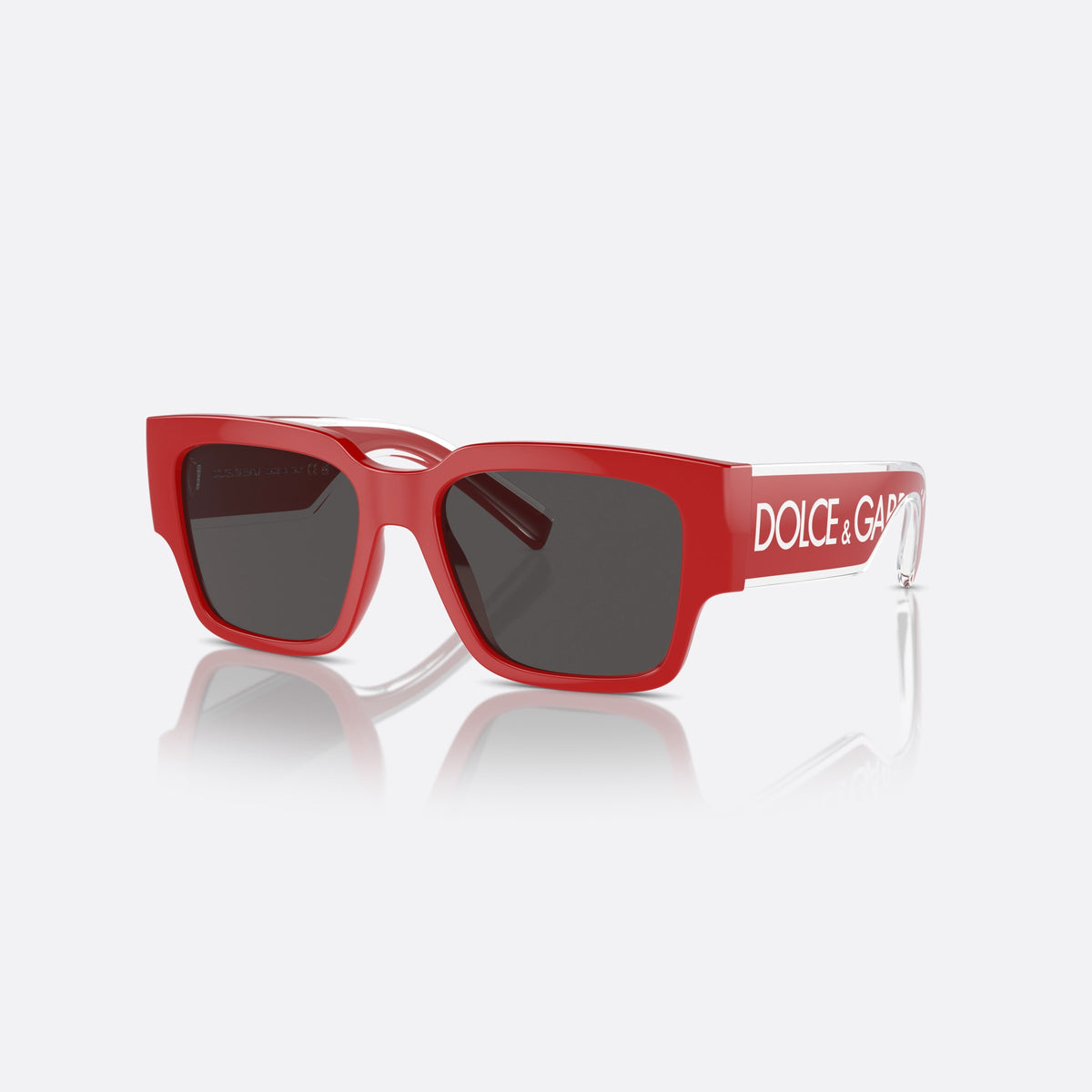 Dolce & Gabbana DX6004 308887 sunglasses, red square frame for kids, plain bridge, brand lettering on temples, full-rim frame