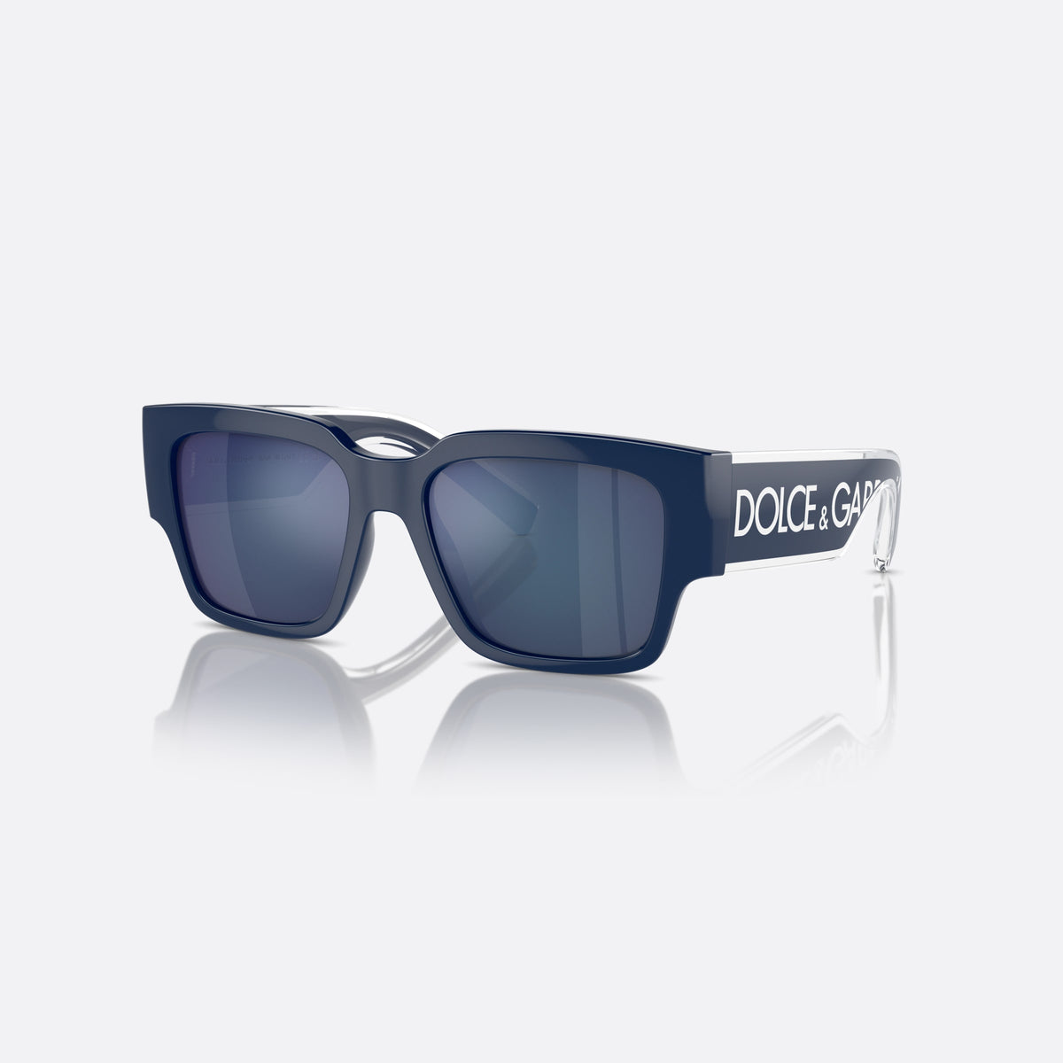 Dolce & Gabbana DX6004 309455 sunglasses, blue square frame for kids, plain bridge, brand lettering on the temples, full-rim frame