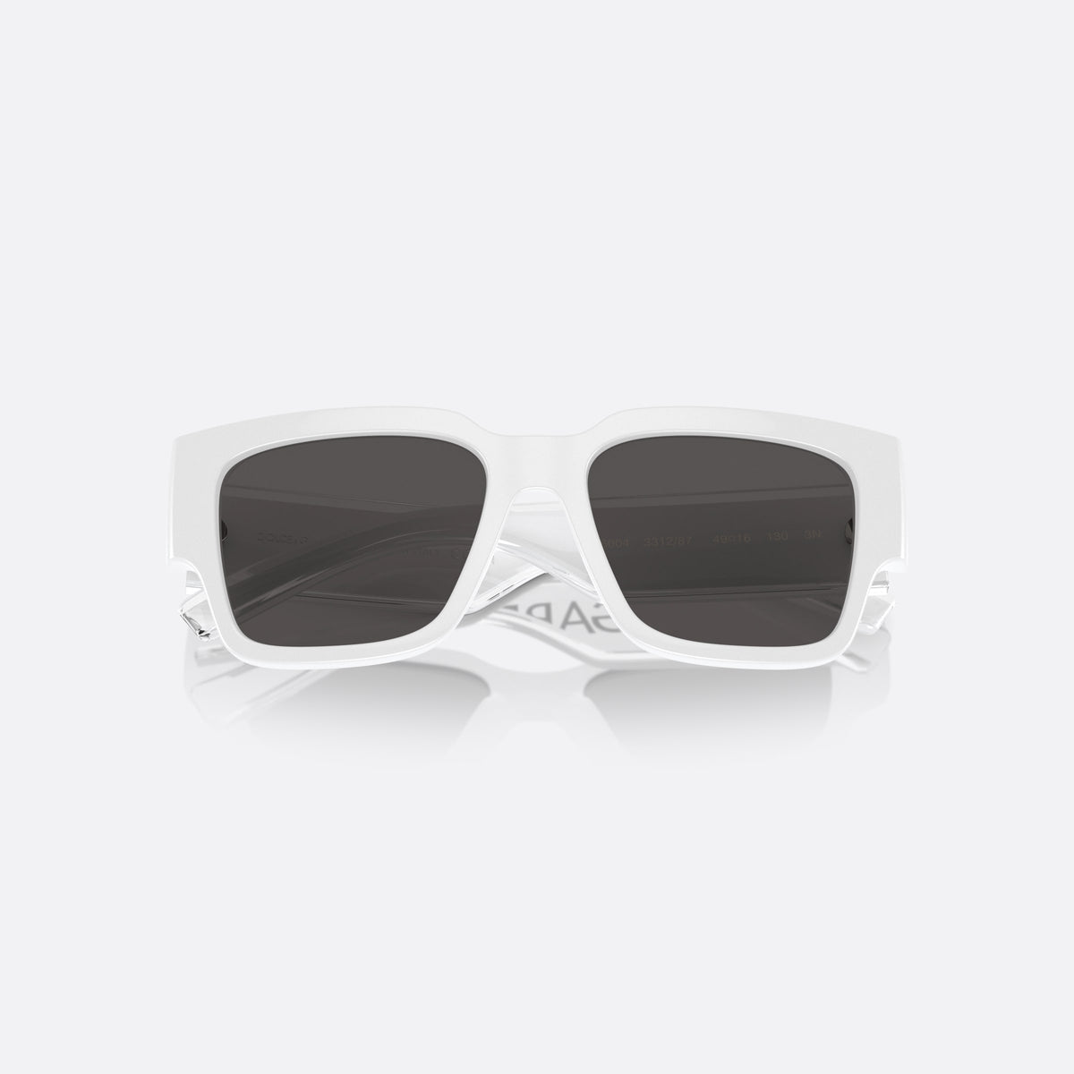 Ochelari de soare Dolce & Gabbana DX6004 331287, patrati alb, pentru copii, punte simplă, literele brandului pe braț, ramă completă, cu brațele pliate