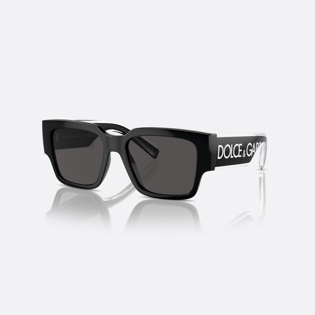 Dolce & Gabbana DX6004 501/87 sunglasses, black square frame for kids, plain bridge, brand lettering on the temples, full-rim frame