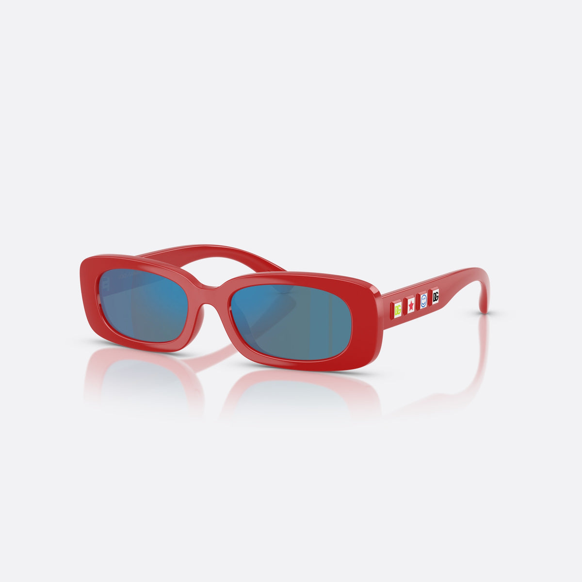 Ochelari de soare Dolce & Gabbana DX6006U 308825, rectangulari roșu, pentru copii, punte simplă, logo al brandului pe brațe